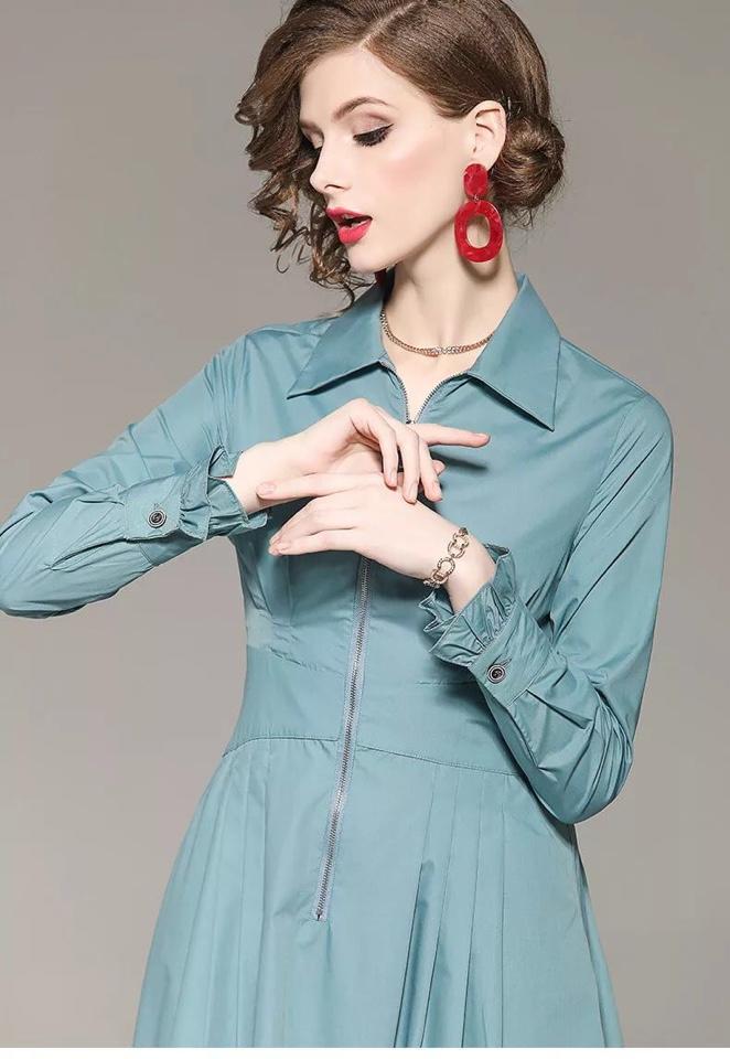 Chanel香奈兒 法國專櫃同步新款 2019新款 高端精品女裝 文藝範小清新 純色收腰 修身顯瘦 中長款連衣裙  xly1160